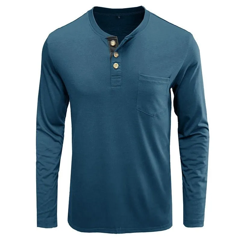 New Autumn And Winter Men's Long Sleeved T-Shirt Solid Color Base Shirt