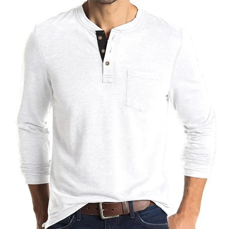 New Autumn And Winter Men's Long Sleeved T-Shirt Solid Color Base Shirt