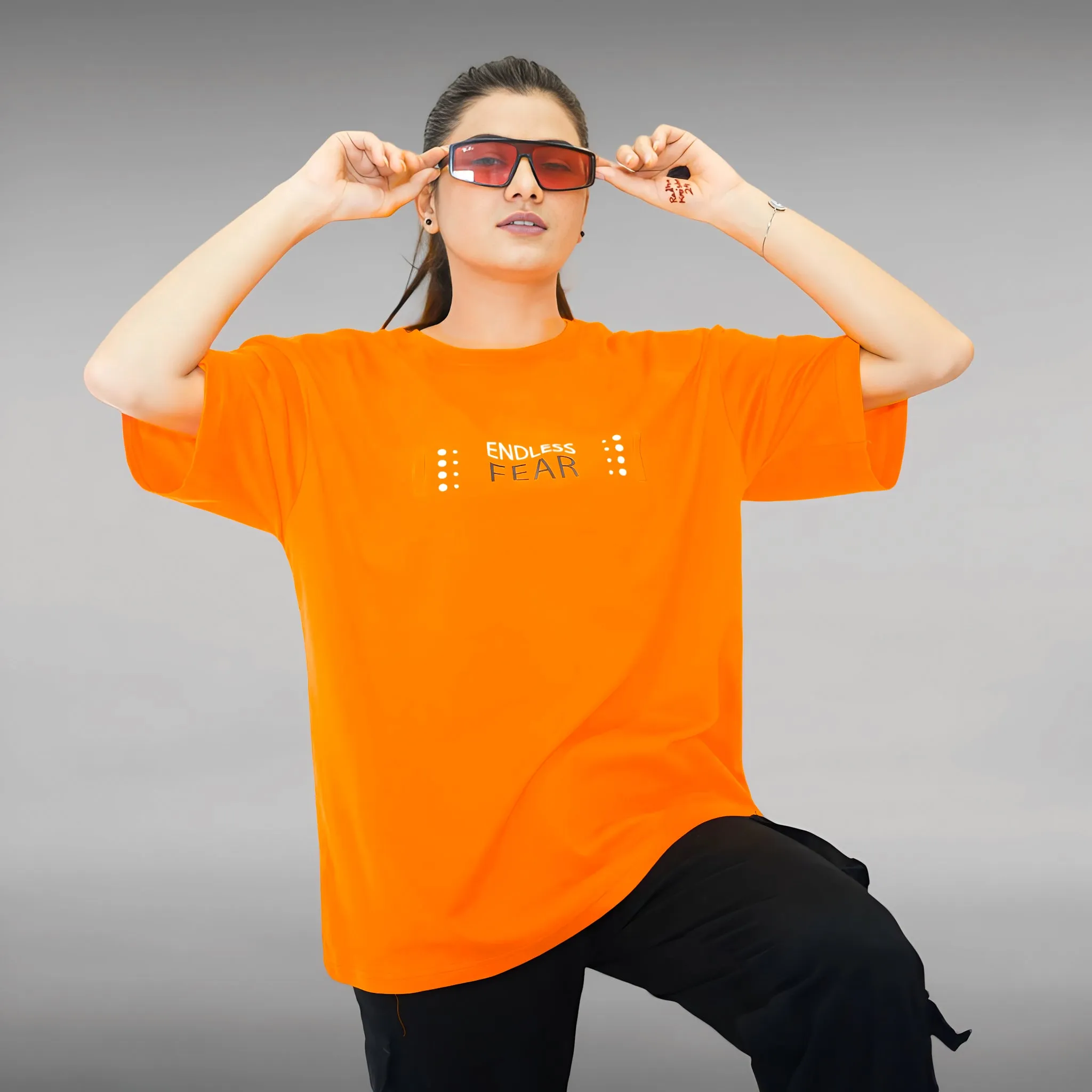 Orange Endless Fear Relaxed Fit Unisex T-shirt