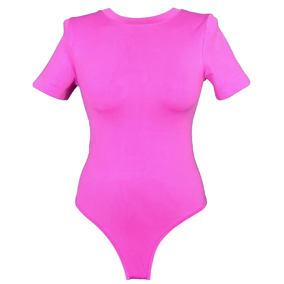 Pink Seamless Short Sleeve Bodysuit