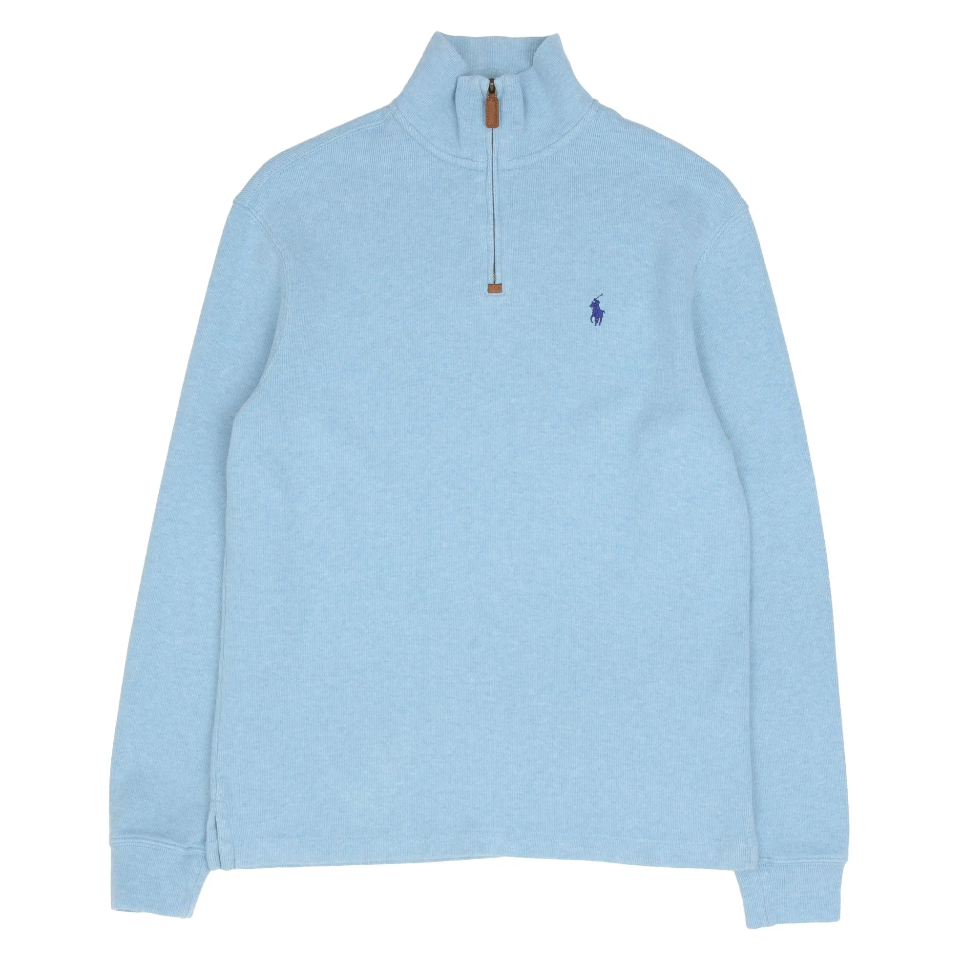 POLO RALPH LAUREN LIGHT BLUE QUARTER 1/4 ZIP SWEATER SIZE SMALL