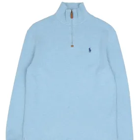 POLO RALPH LAUREN LIGHT BLUE QUARTER 1/4 ZIP SWEATER SIZE SMALL