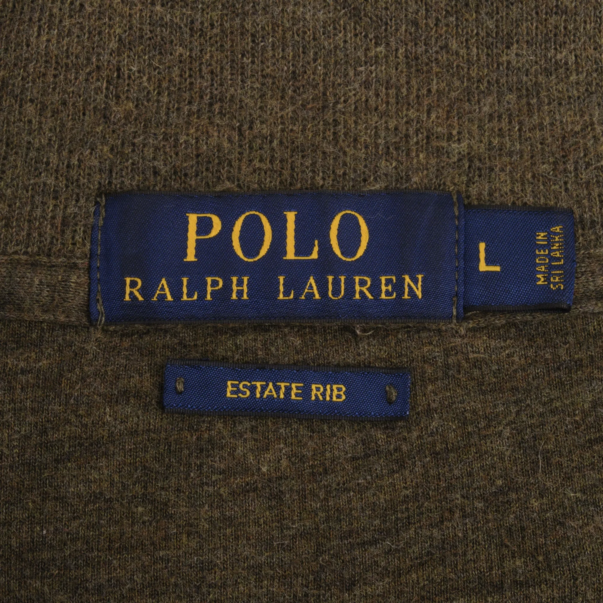 POLO RALPH LAUREN OLIVE GREEN QUARTER 1/4 ZIP SWEATER SIZE LARGE