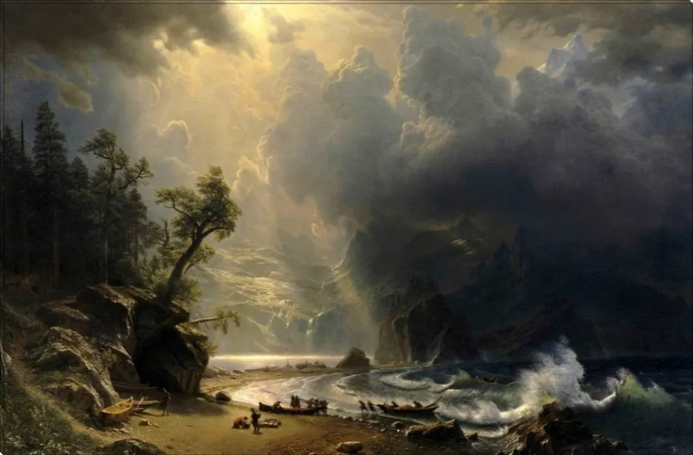 Puged Sound of the Pacific Coast | Albert Bierstadt Masters Classic Art in Gallery Wrapped Canvas | Various Sizes