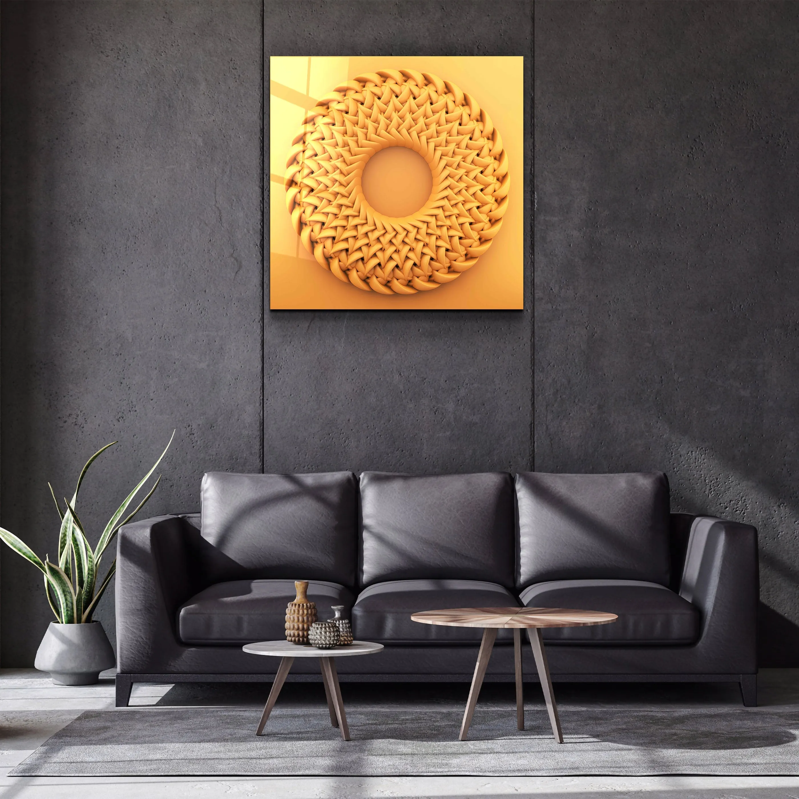 ."Abstract Circular Knitting V2". Designer's Collection Glass Wall Art