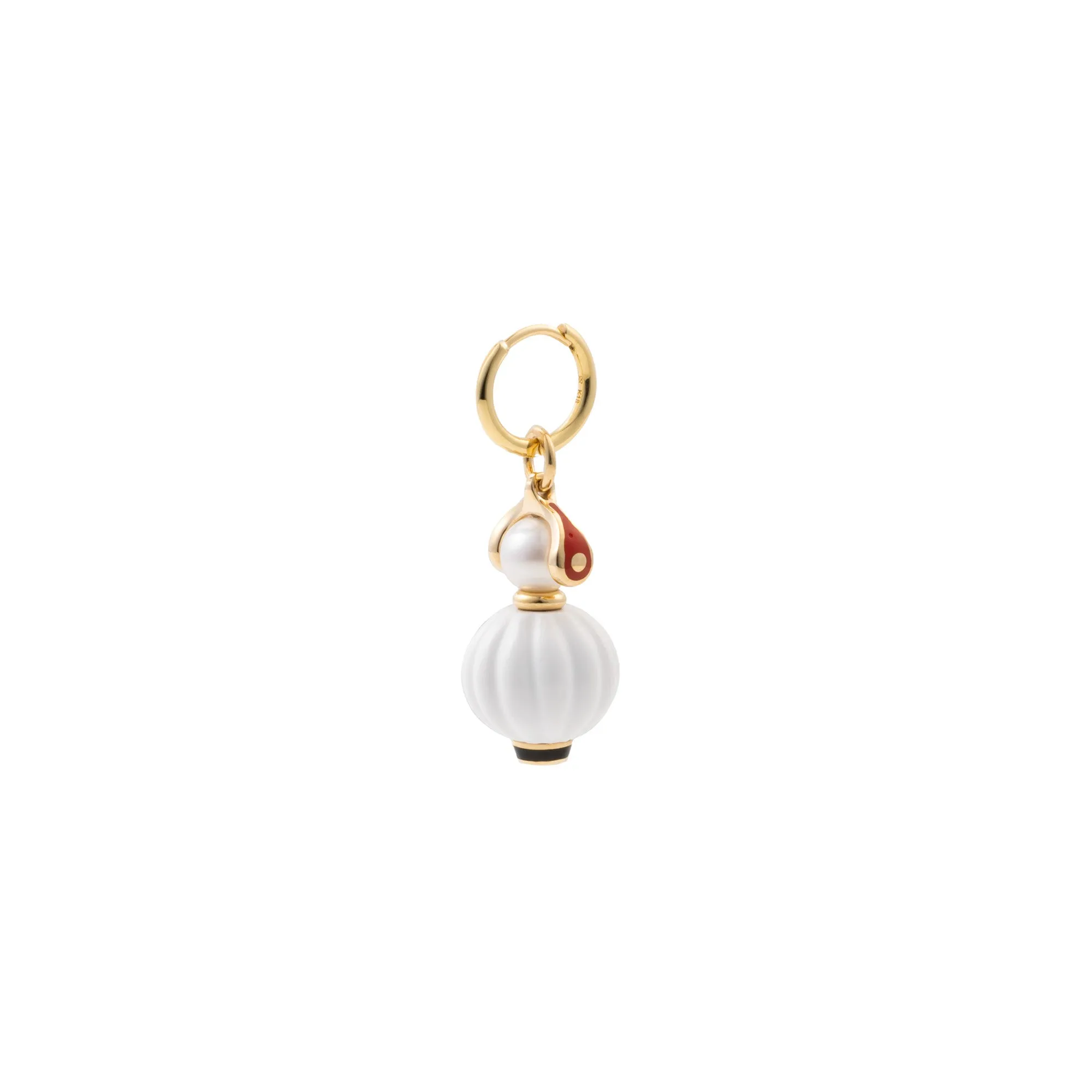 "Bird of Paradise" White Agate Charm Earring