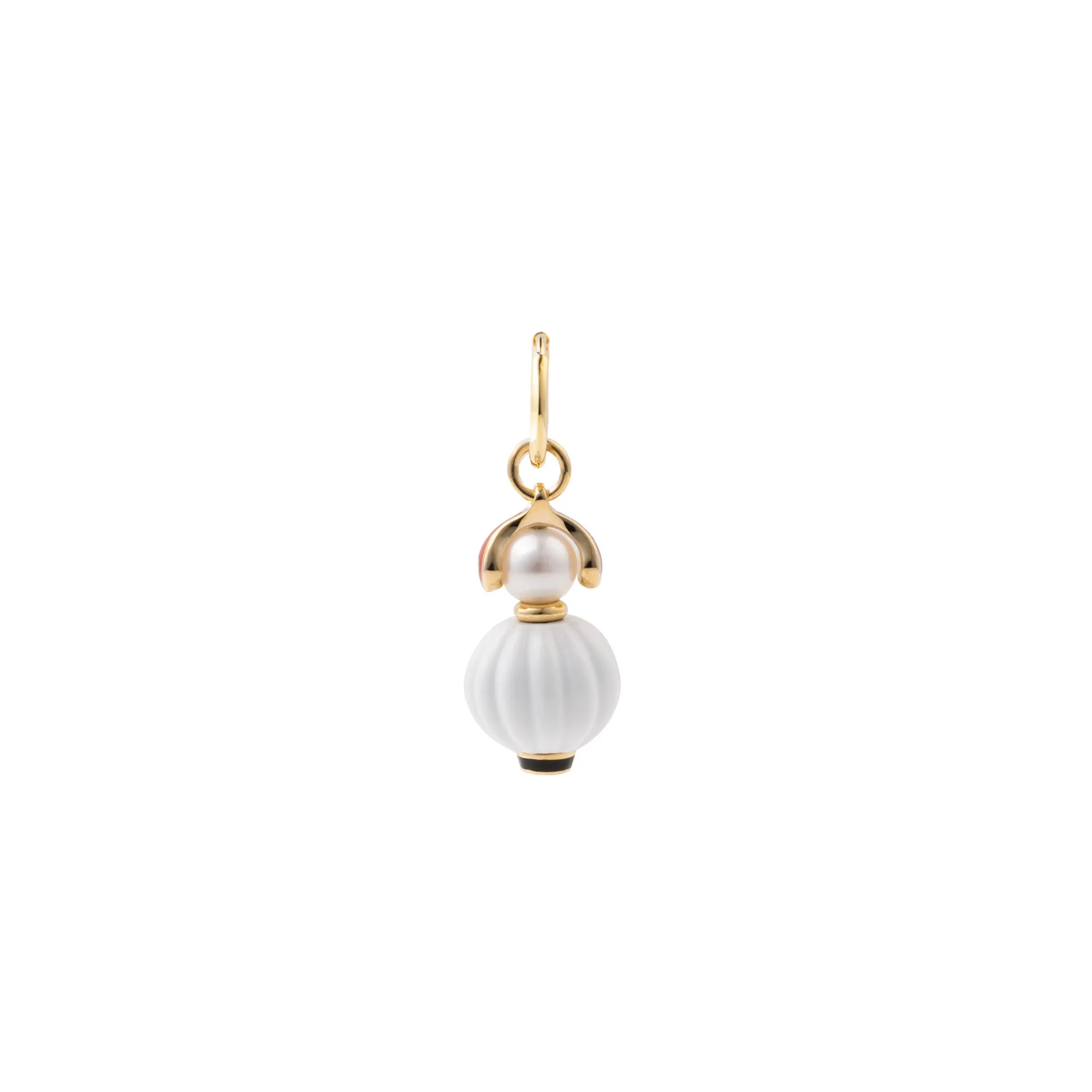 "Bird of Paradise" White Agate Charm Earring