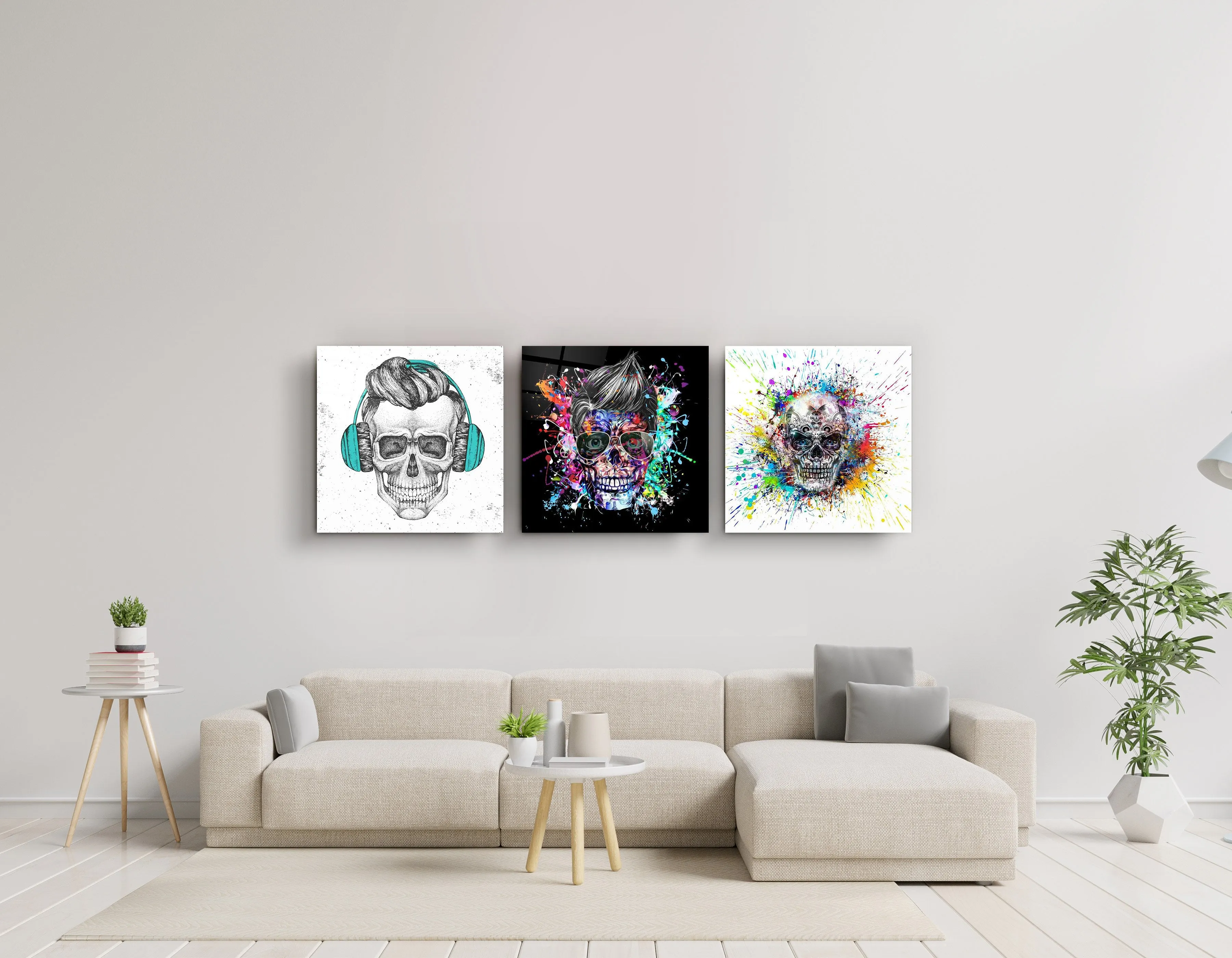 ."Skulls Combine". Glass Wall Art