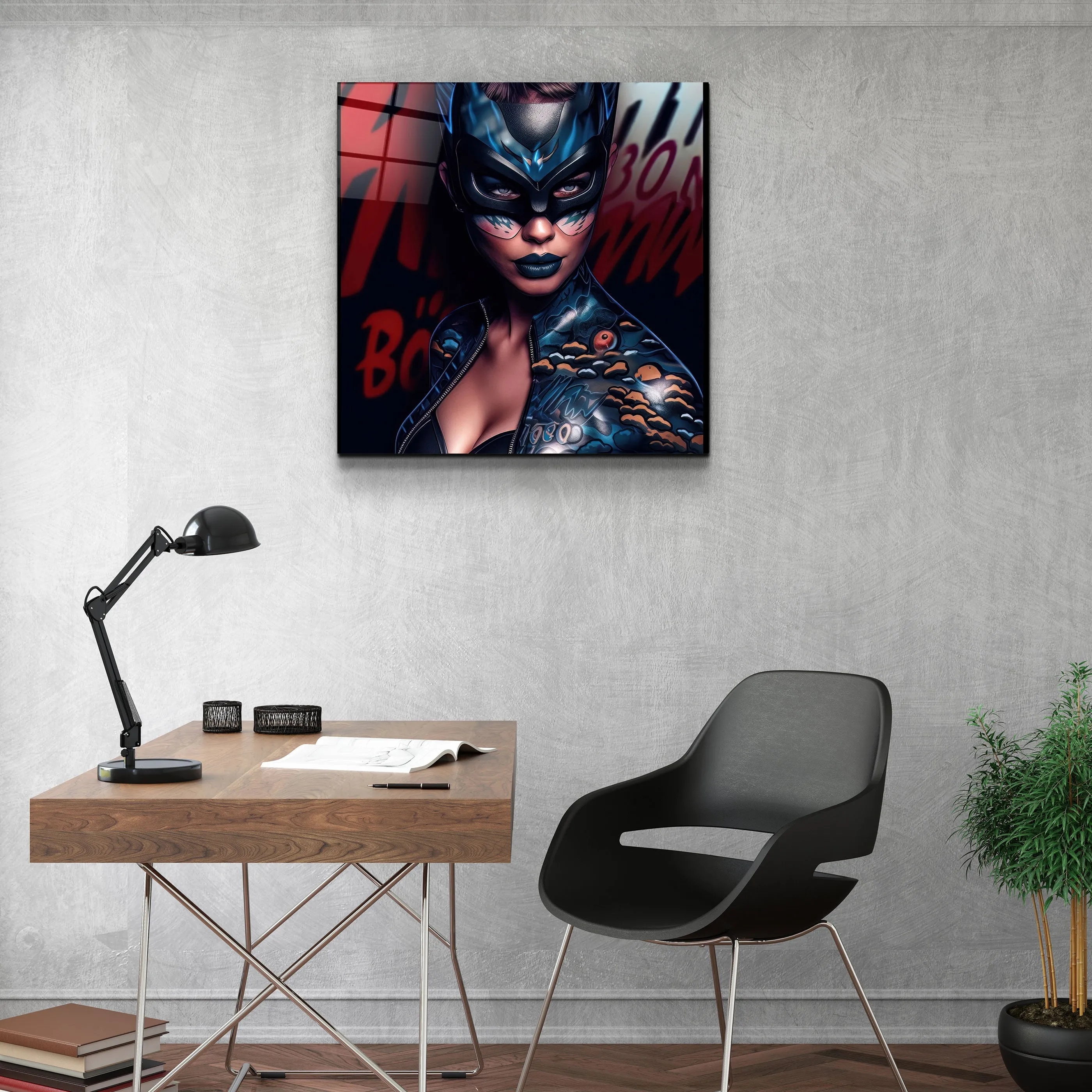 ."Tattooed v4". Designer's Collection Glass Wall Art