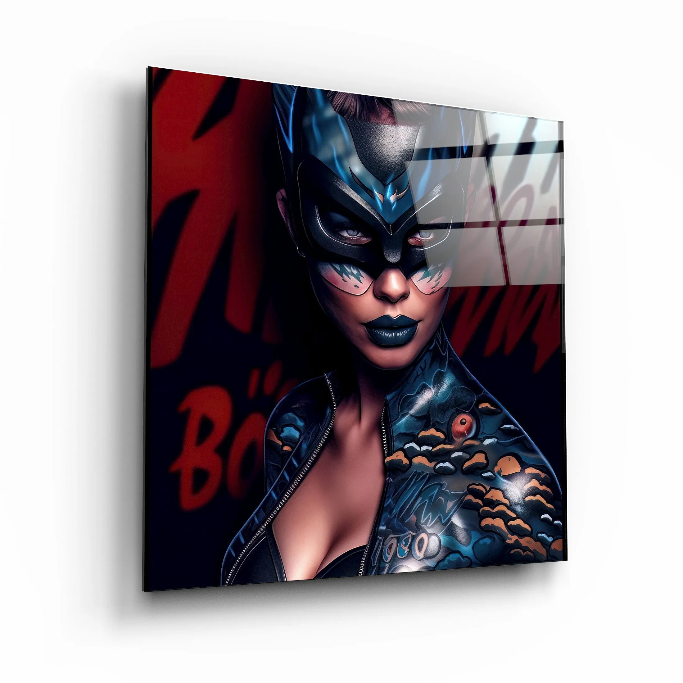 ."Tattooed v4". Designer's Collection Glass Wall Art