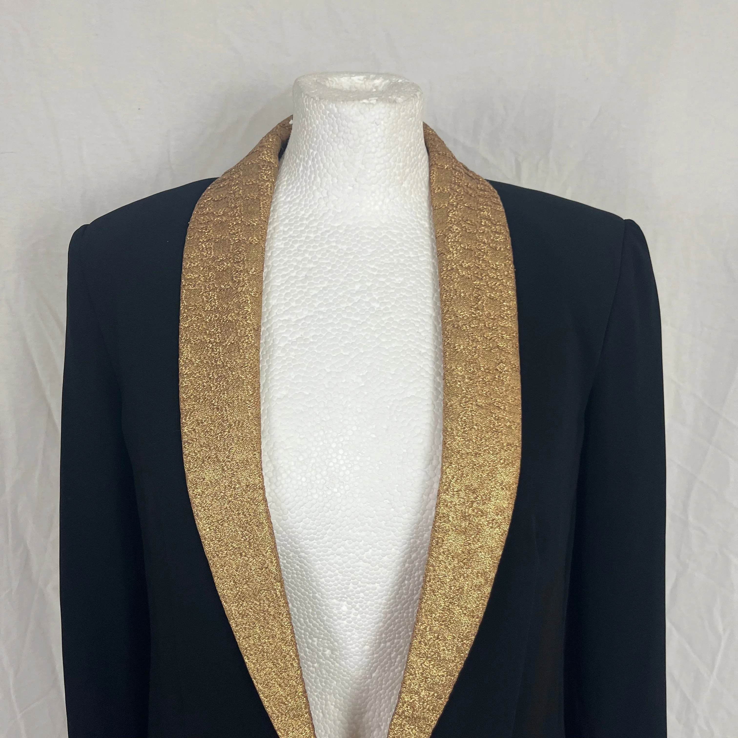 Rag & Bone Black Crepe & Gold Brocade Tuxedo Jacket S