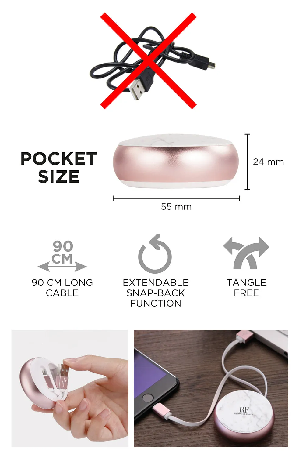 RICHMOND & FINCH Cable Winder - Lightning to USB Cable