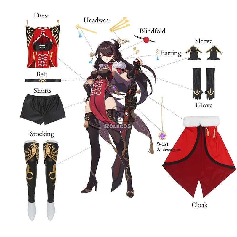 ROLECOS Genshin Impact Beidou Cosplay Costume Beidou Cosplay Costume Women Black Red Costume Halloween