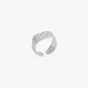 Signet Texture Adjustable Sterling Silver Ring