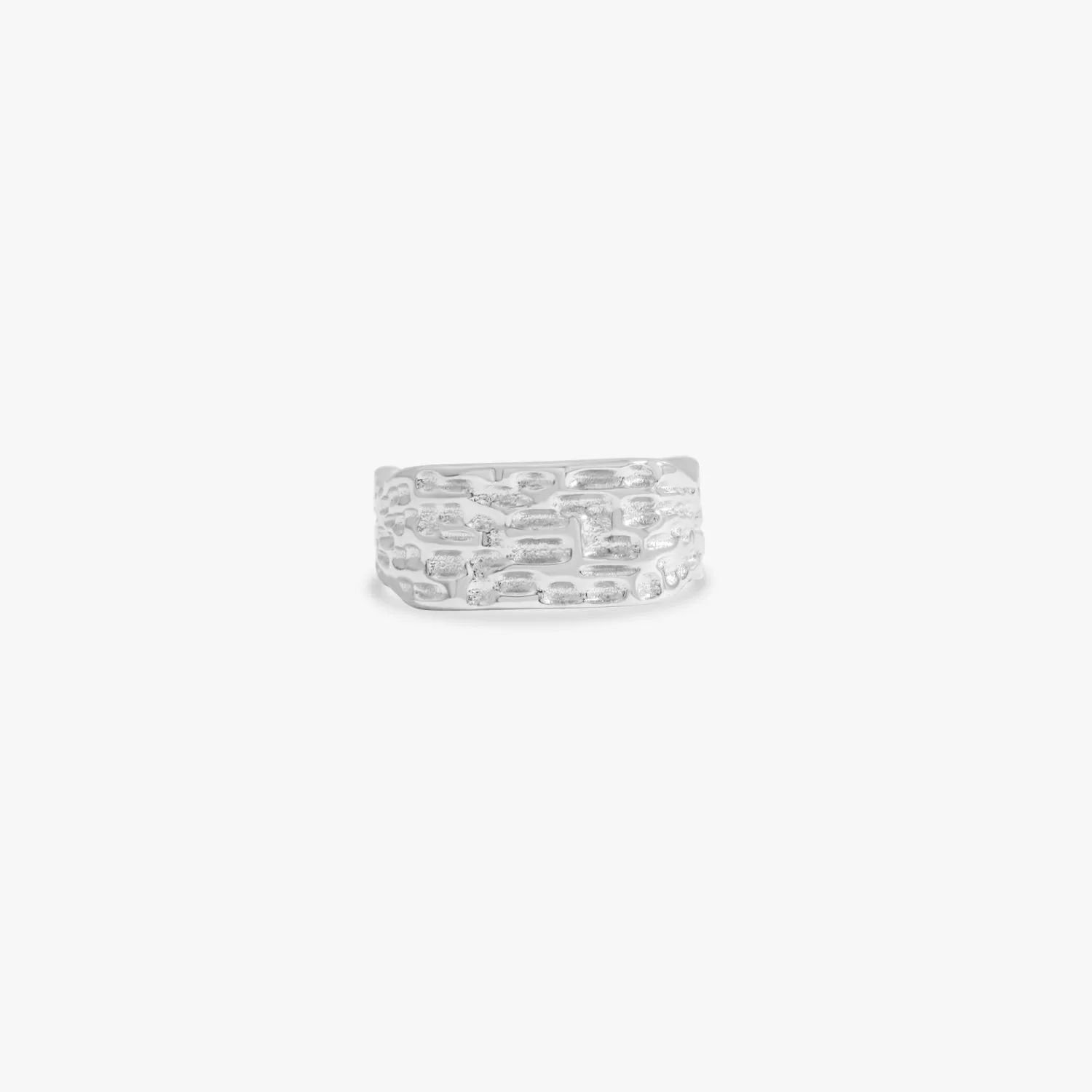 Signet Texture Adjustable Sterling Silver Ring