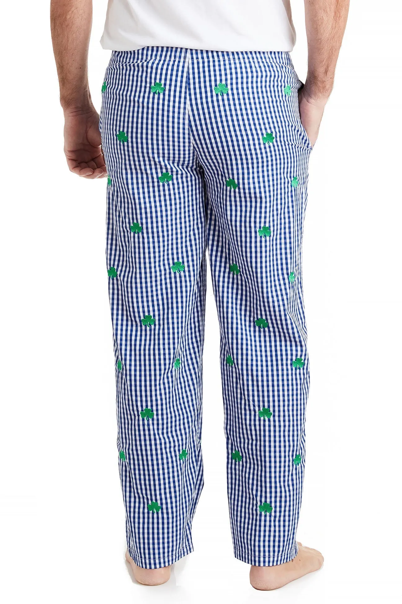 Sleeper Pant Wide Gingham Royal with Shamrock