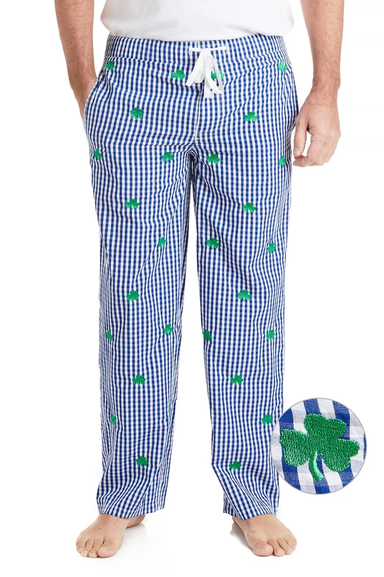 Sleeper Pant Wide Gingham Royal with Shamrock