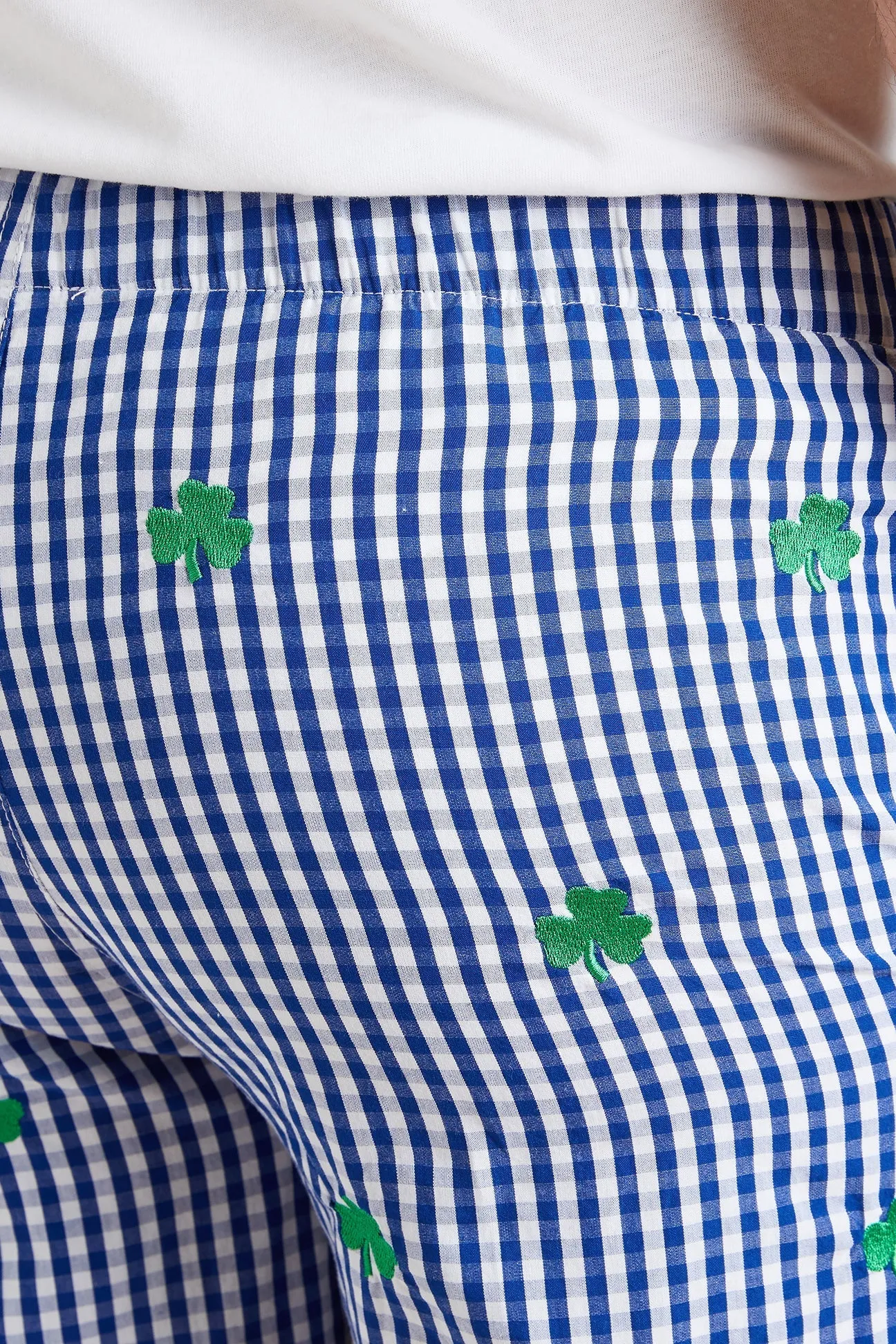 Sleeper Pant Wide Gingham Royal with Shamrock