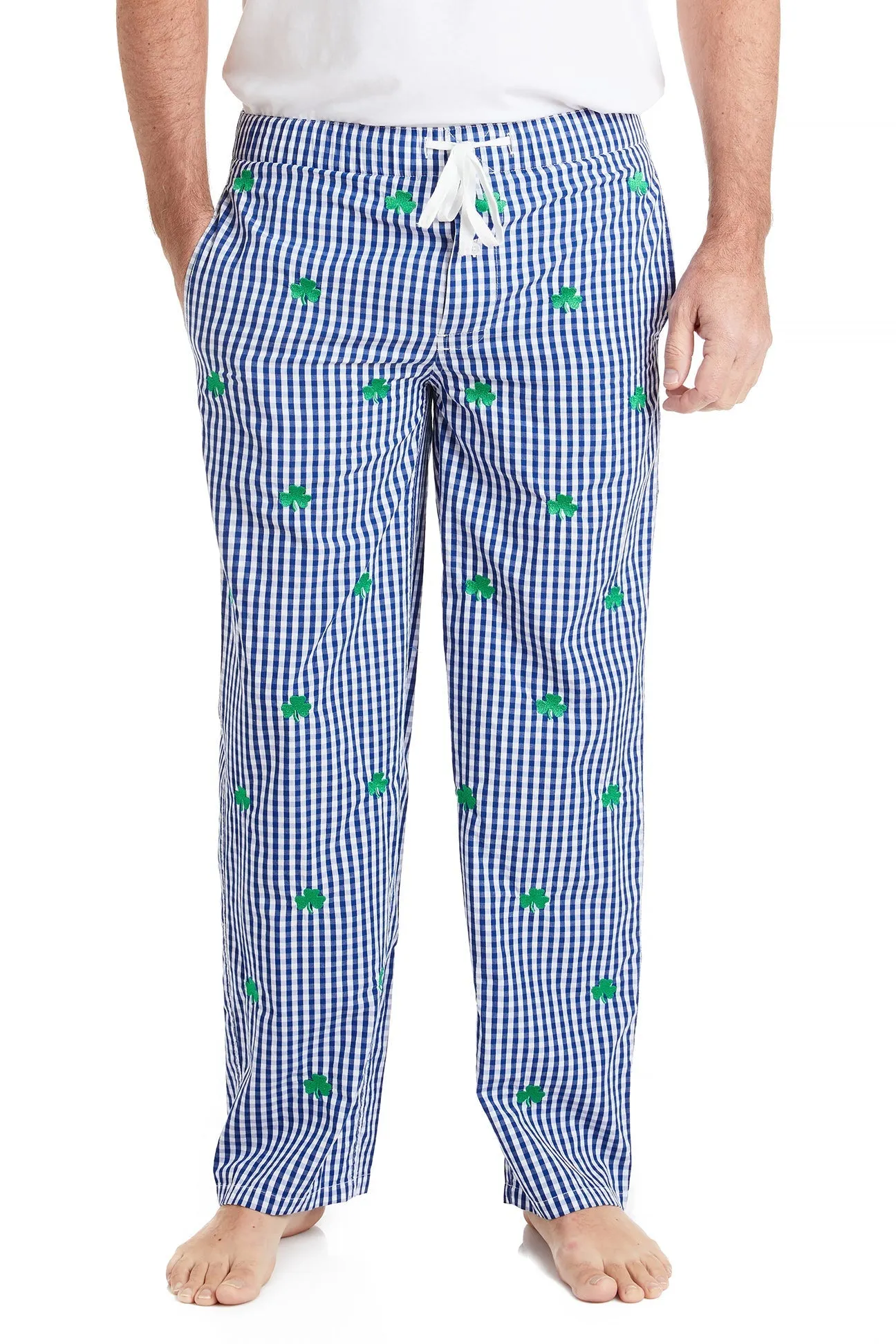 Sleeper Pant Wide Gingham Royal with Shamrock