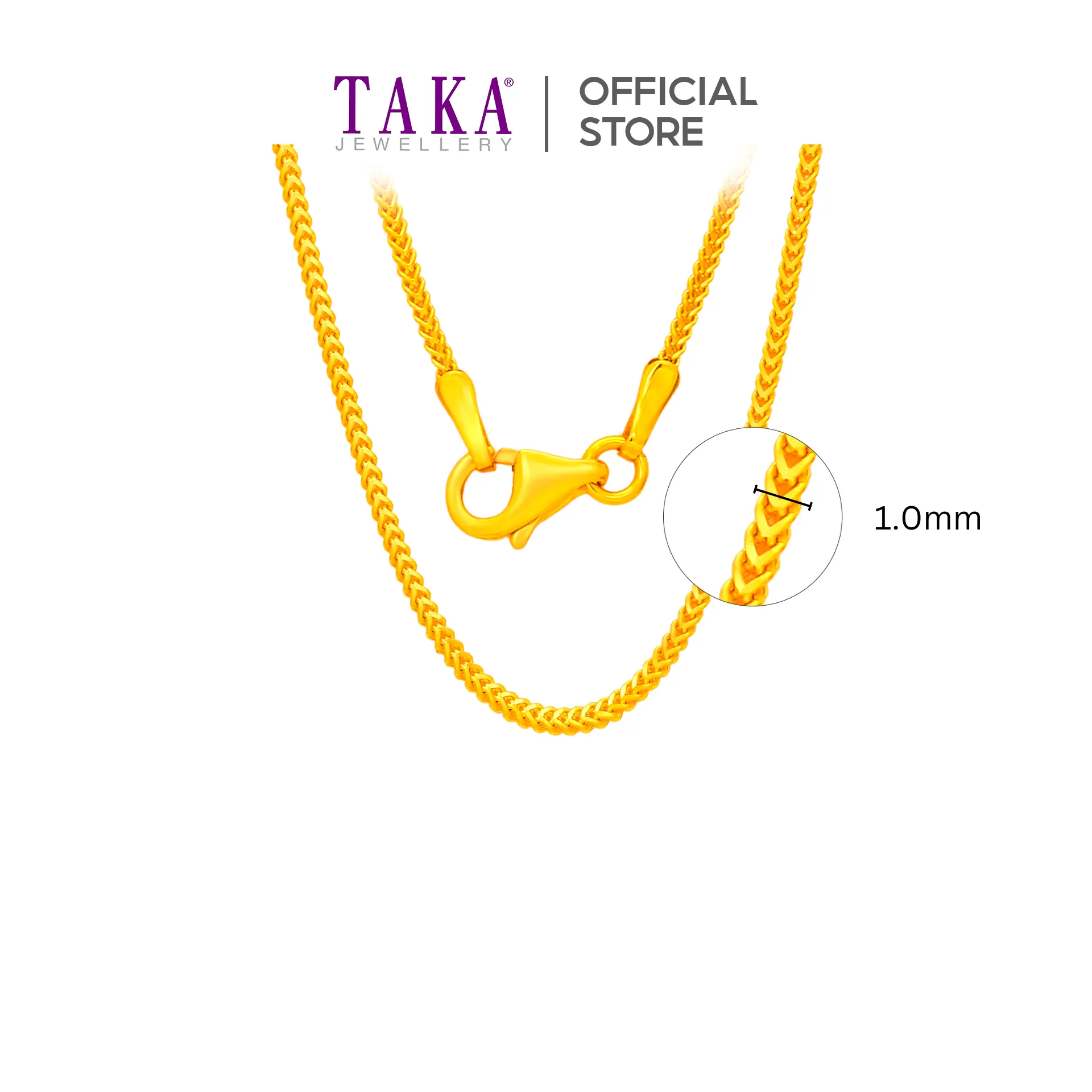 TAKA Jewellery 916 Gold Chain Foxtail