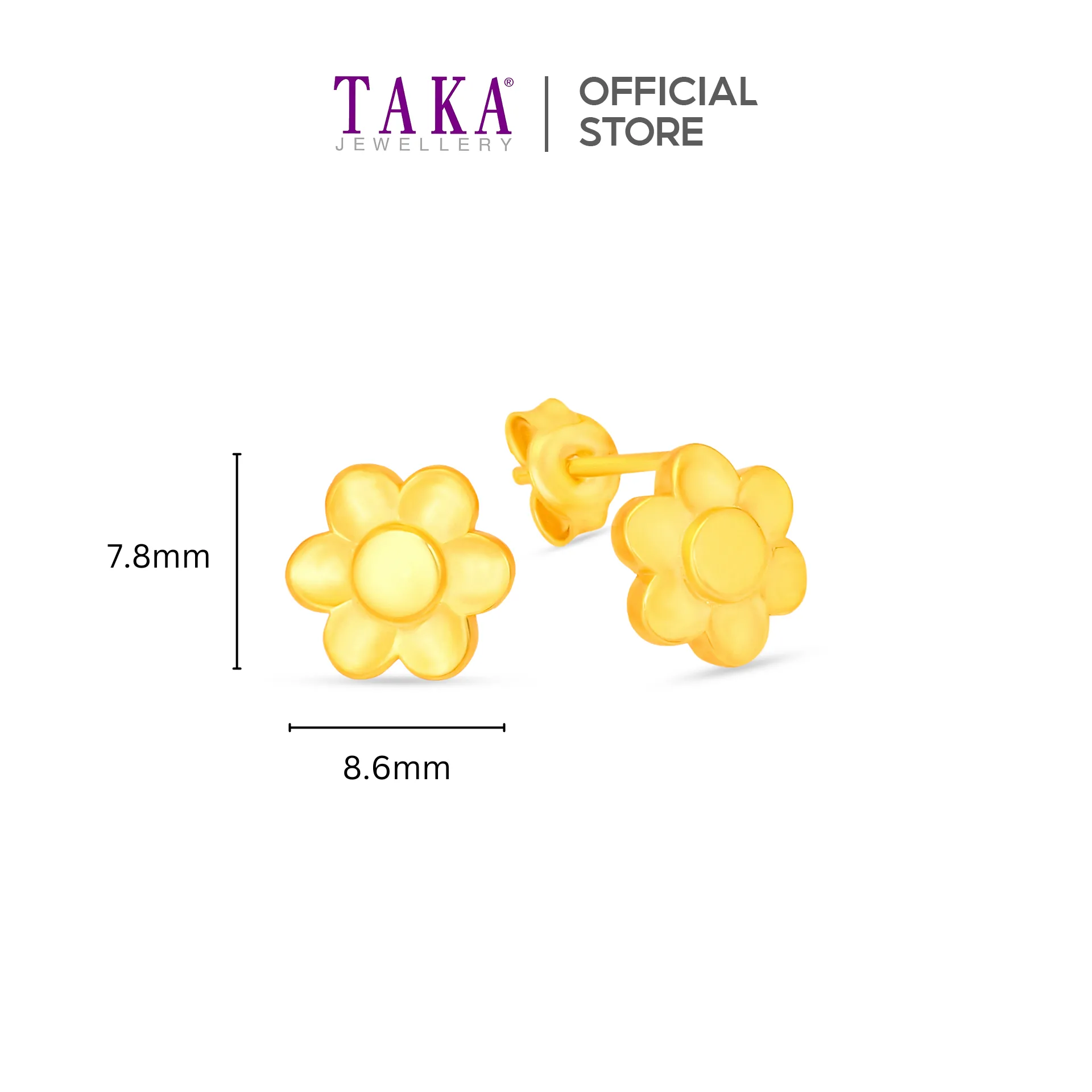 TAKA Jewellery 916 Gold Earrings Flower