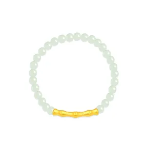 TAKA Jewellery 999 Pure Gold Bamboo Charm with Beads Bracelet