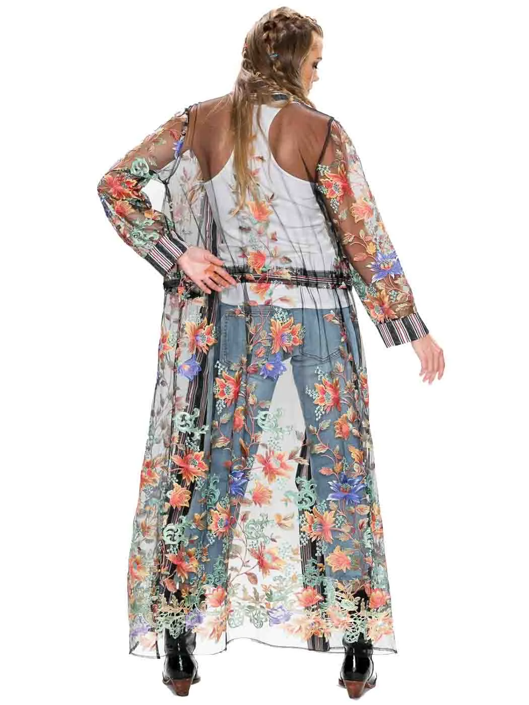 Tianello Embroidered, Aratta  "Spectacular"  Maxi Kimono