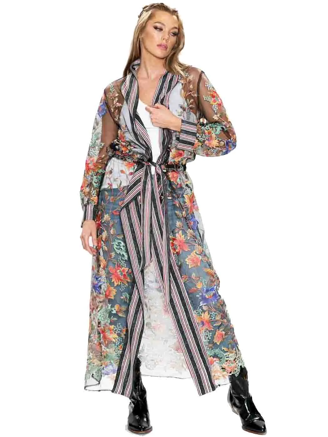 Tianello Embroidered, Aratta  "Spectacular"  Maxi Kimono