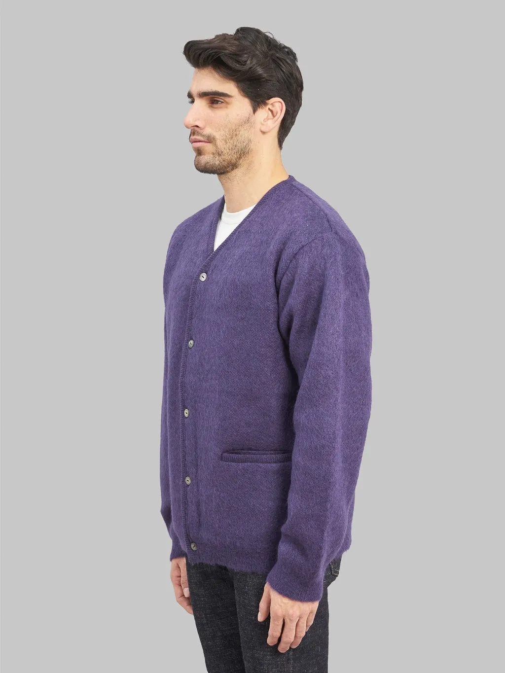 Trophy Clothing Mohair Knit Cardigan Dark Purple