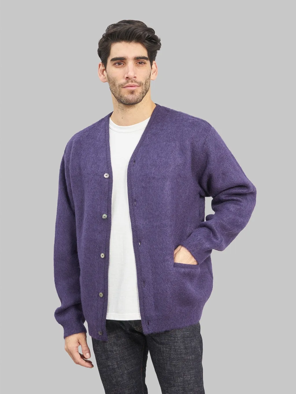 Trophy Clothing Mohair Knit Cardigan Dark Purple