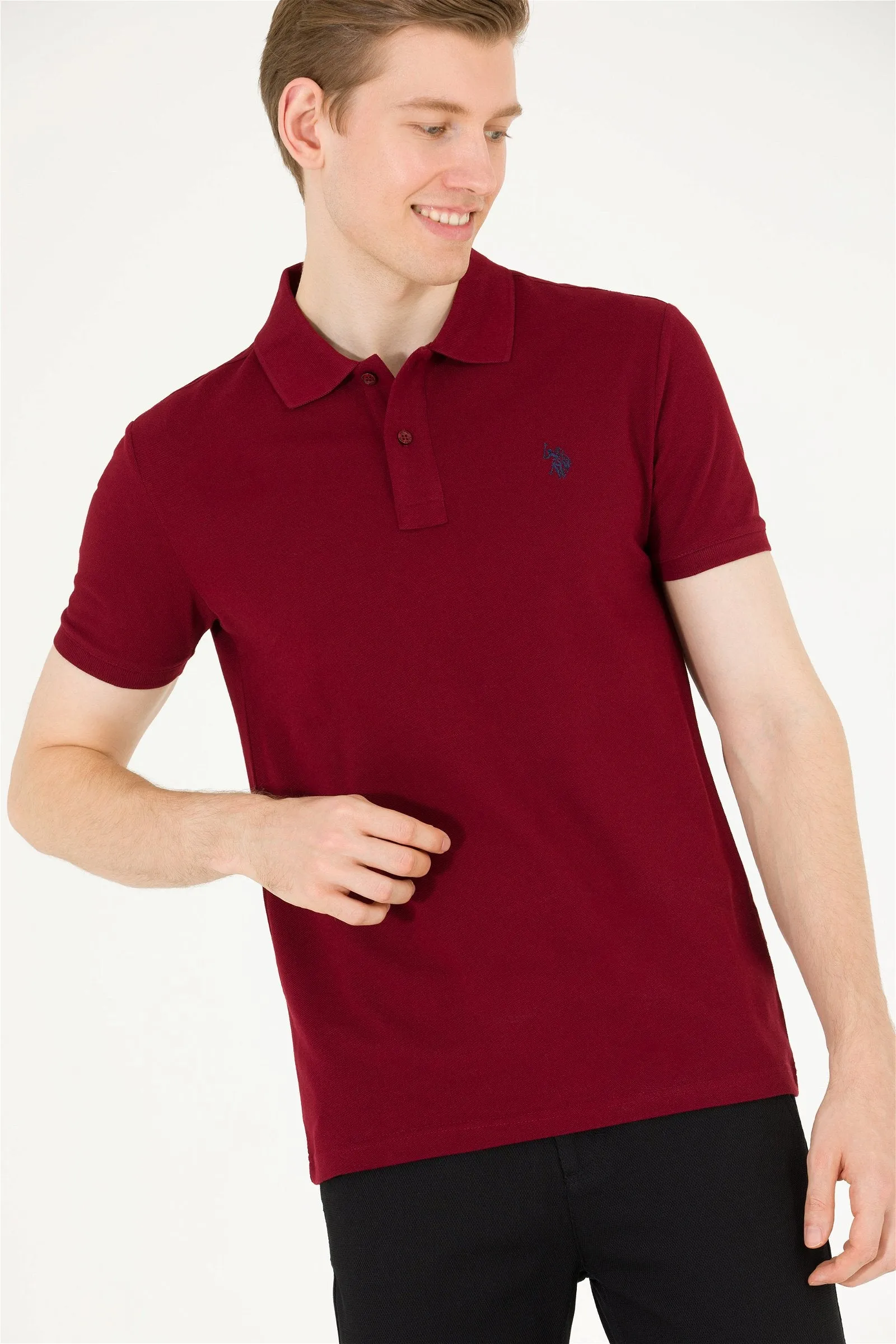 USPA Polo Shirt Men Bordeaux KR0215 USPOM194 Single Color Horse US Polo Assn.