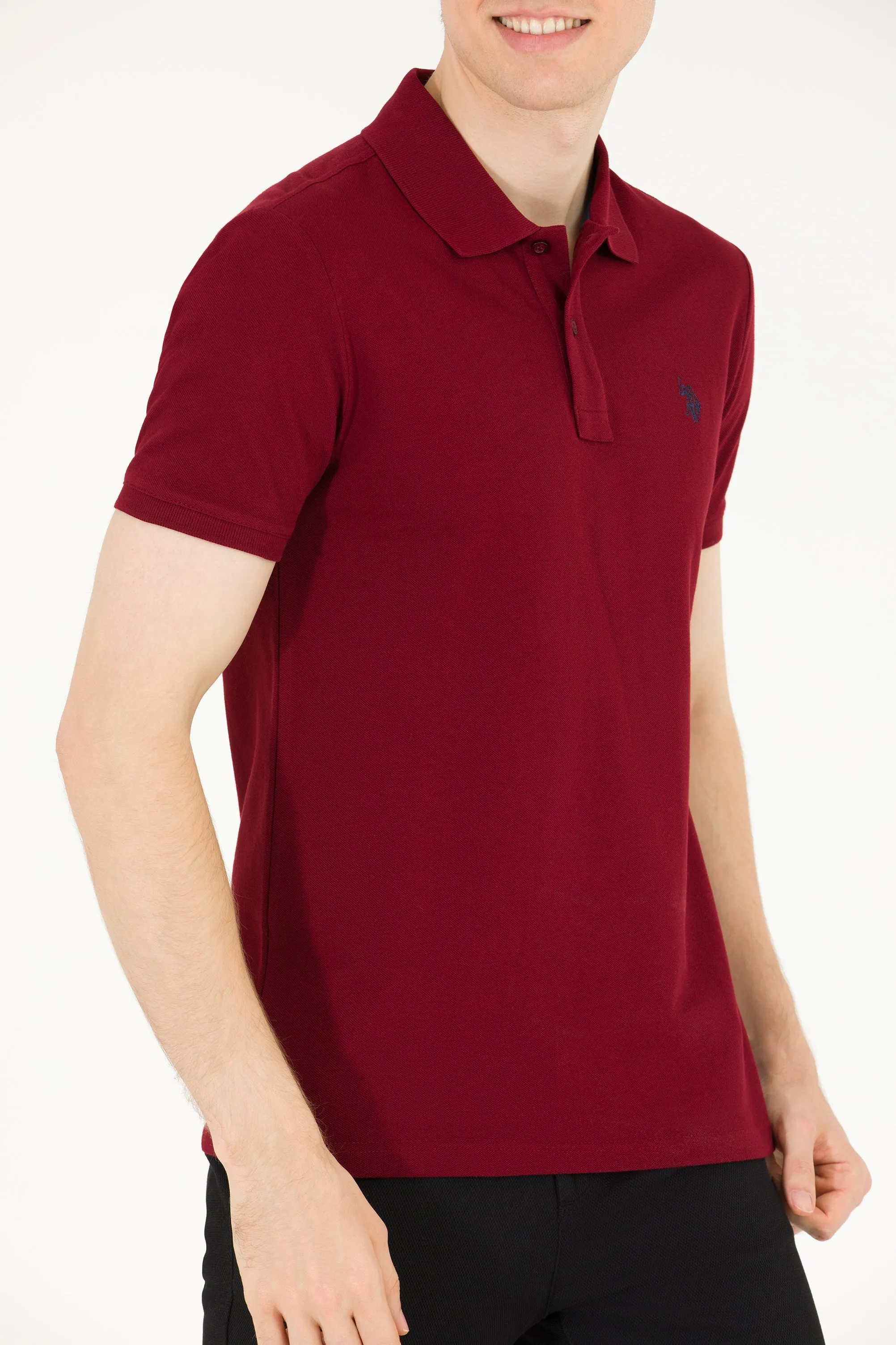 USPA Polo Shirt Men Bordeaux KR0215 USPOM194 Single Color Horse US Polo Assn.