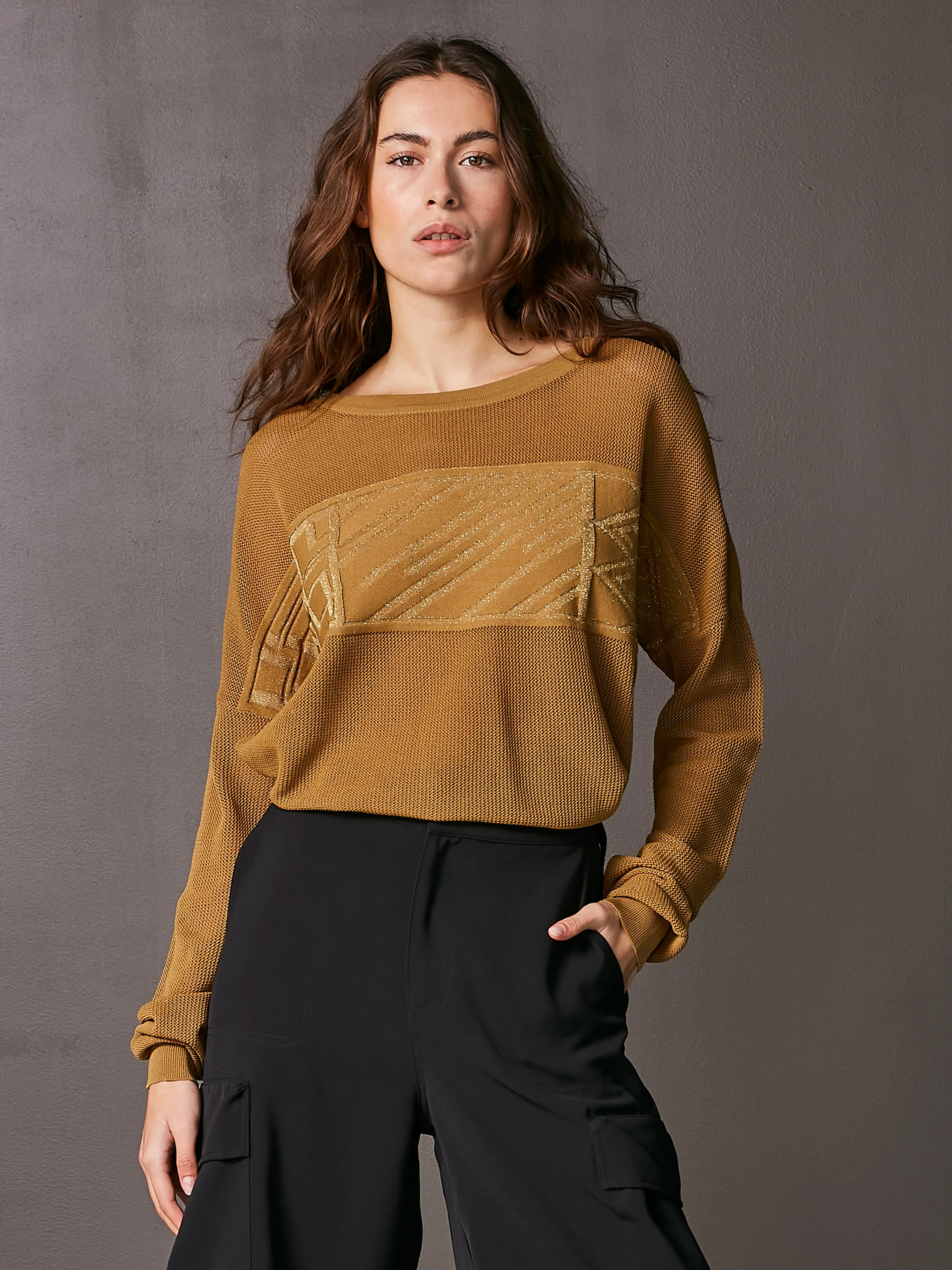 VIGGE knitted sweater - Green ochre