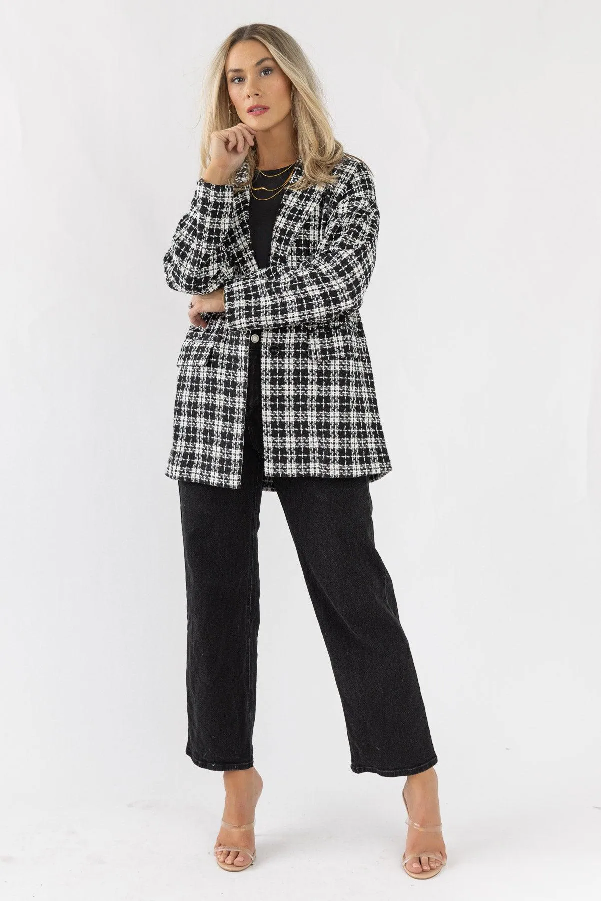 Whitney Black Plaid Tweed Blazer