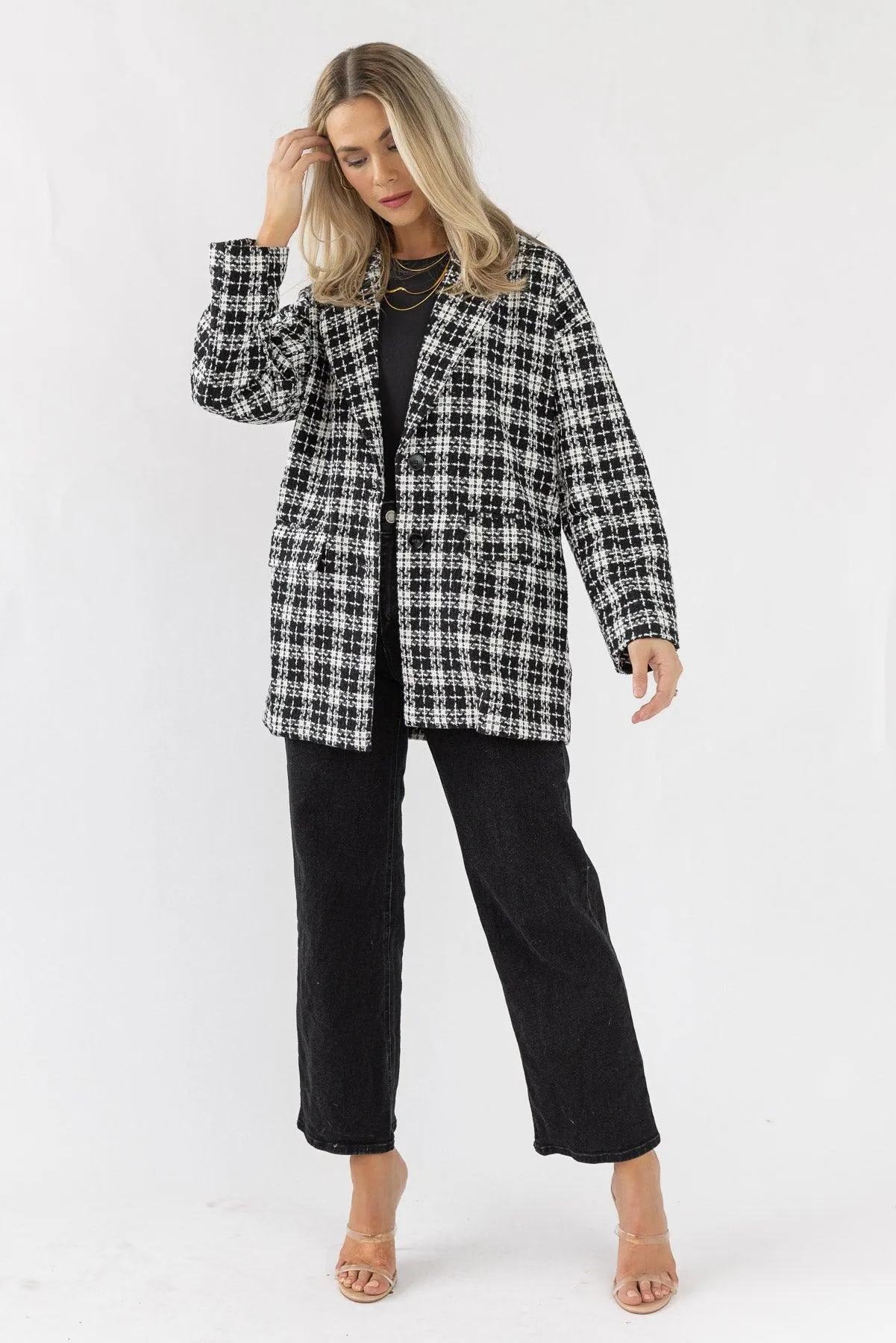 Whitney Black Plaid Tweed Blazer