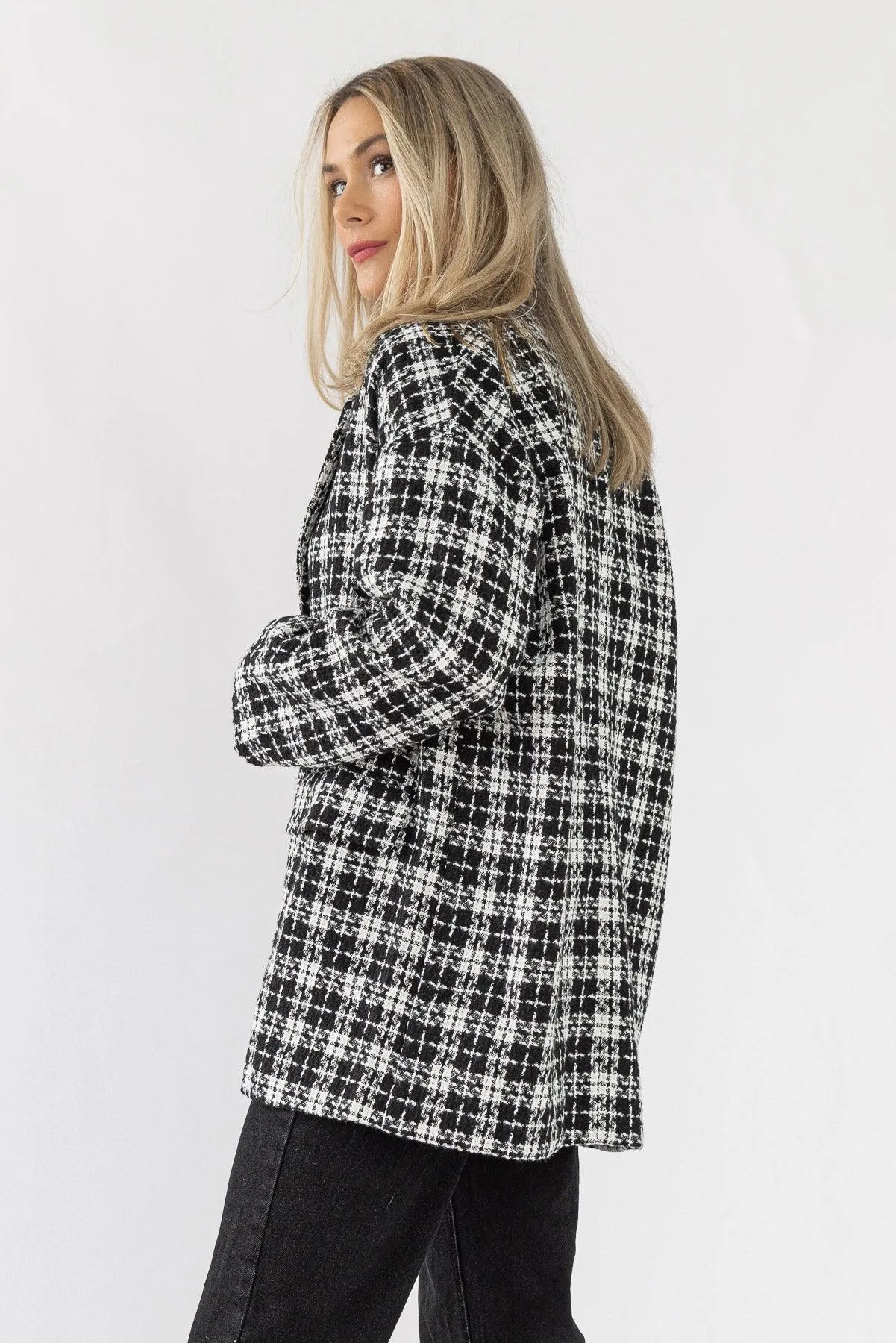 Whitney Black Plaid Tweed Blazer